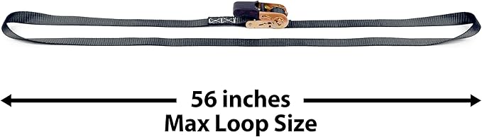 PowerTye - Endless Ratchet Strap - 1in x 10ft Easy Grip (Hookless), Tie Down Strap w/ 400 lb. Working Load Limit / 1,200 lb. Break Strength, Ideal for Motorcycle, Truck Beds, & Cargos, Black 2-Pack