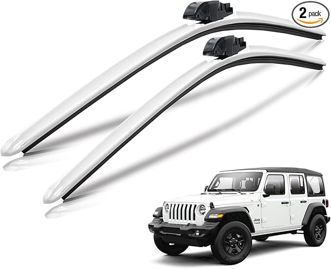 Clix Wipers - Jeep Wrangler & Gladiator (16"/16") White Windshield Wiper Blades (All Wrangler & Gladiator Models), All-Weather Replacement Wipers-Set of 2, Includes Quick Connect Clips (1997-2025)