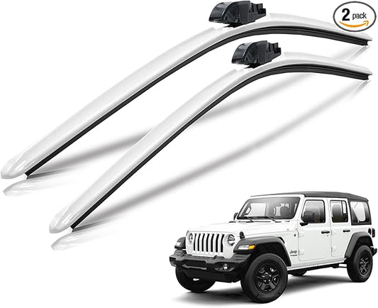Clix Wipers - Jeep Wrangler & Gladiator (16"/16") White Windshield Wiper Blades (All Wrangler & Gladiator Models), All-Weather Replacement Wipers-Set of 2, Includes Quick Connect Clips (1997-2025)