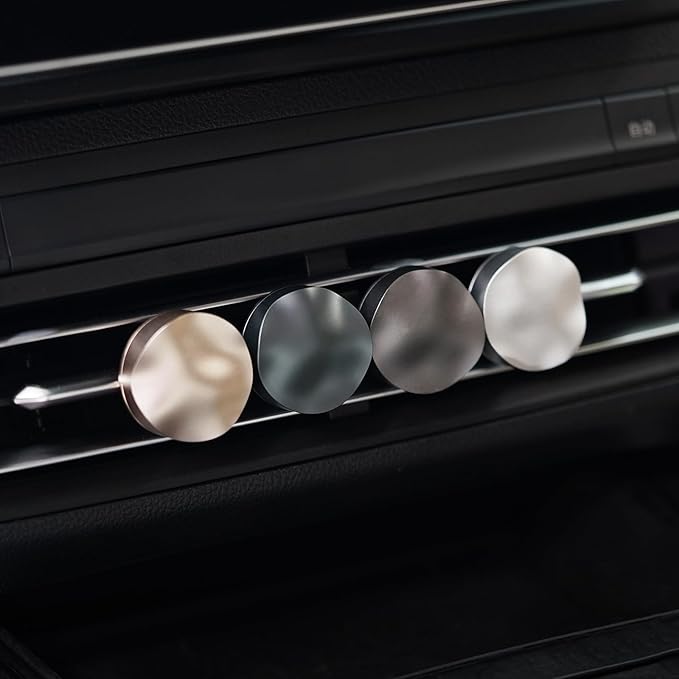THEDOTS Series Metal Wave Car Air Freshener Vent Clip, Cashmere Wood Chestnut, Water Ripple Design, Long-lasting Fragrance, Gift for Drivers