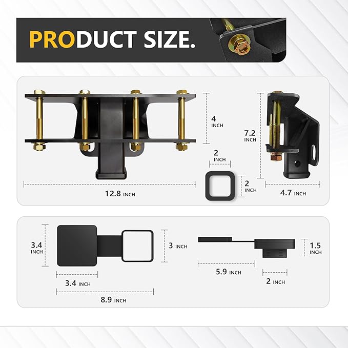 for Jeep Wrangler JK Accessories Towing Hitch Receiver with 4-Pin Wiring Harness Compatible with 2007-2018 Jeep Wrangler JK JKU, Rear Bumper Trailer Hitch Kit 2 Inch Tow Hook Combo with Cover