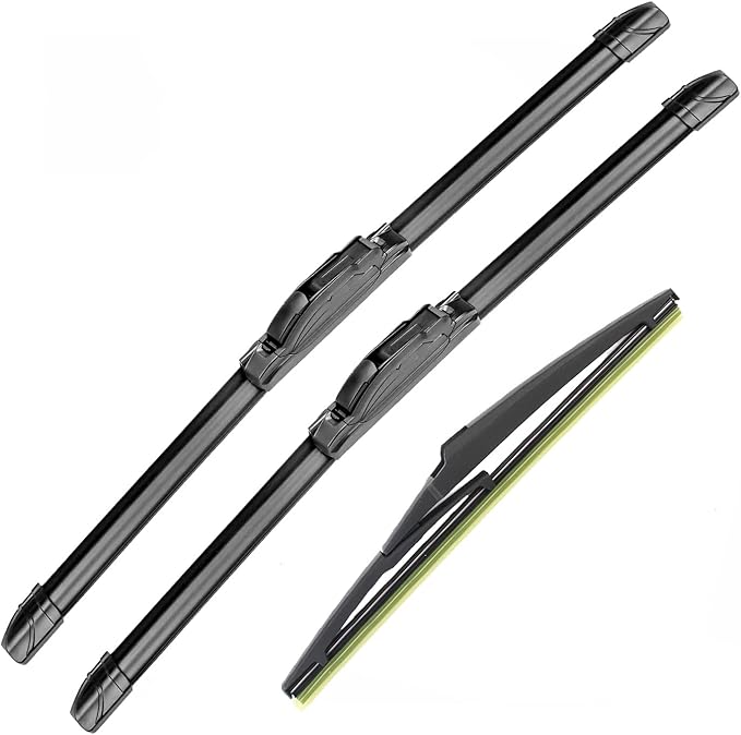 Front and Rear Windshield Wiper Blades For Jeep Wrangler 2007-2017 Original Equipment Replacement Front Windscreen Wiper and Rear Wiper Blade