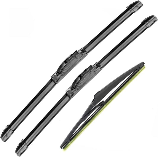 Front and Rear Windshield Wiper Blades For Jeep Wrangler 2007-2017 Original Equipment Replacement Front Windscreen Wiper and Rear Wiper Blade