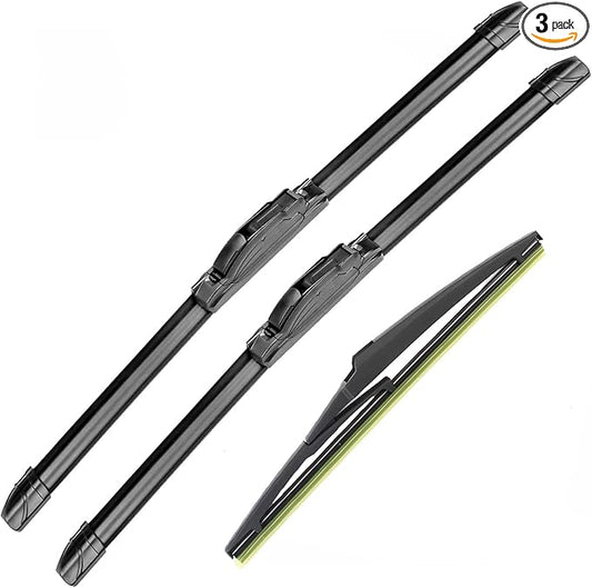Front and Rear Windshield Wipers (pack of 3pcs) for 2001-2006 BMW Mini Cooper R53 R50 2007-2012 R56 2016-2022 F55 F56 Replacement For 18" + 19" Front Windscreen wiper and 10" Rear Wiper Blade