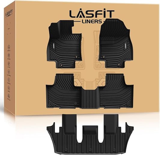 LASFIT Floor Mats for Toyota Grand Highlander 2024 2025 2026 (Include Hybrid) & for Lexus TX350 2024-2026, Custom Fit TPE All Weather Floor Liners 1st & 2nd & 3rd Row Car Mats Accessories, Black