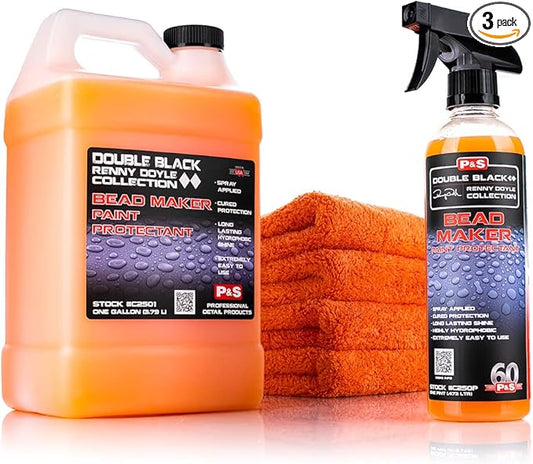 P & S PROFESSIONAL DETAIL PRODUCTS Bead Maker + 4 Eagle Edgeless Microfiber Towels - Combo Kit - Paint Protectant & Sealant, Easy Spray & Wipe Application (1 Gallon + 1 Pint)