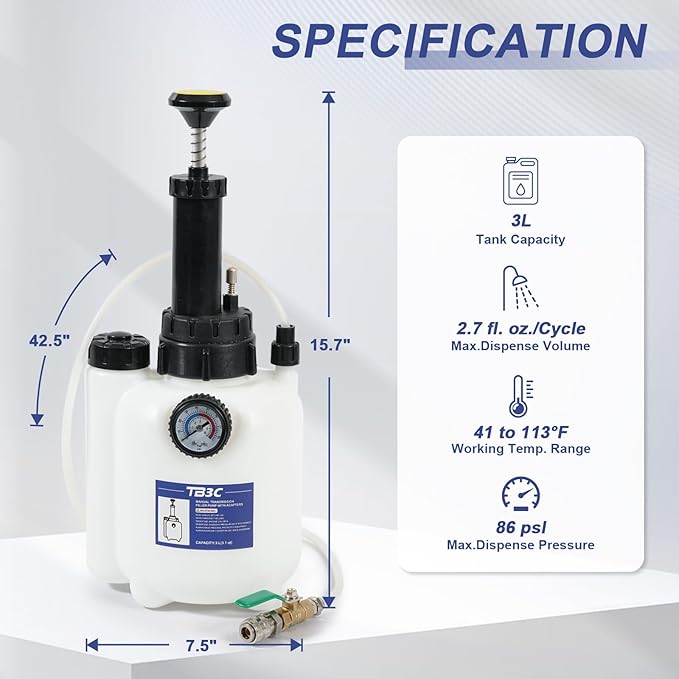 Transmission Fluid Transfer Pump,3L Manual Refill System Dispenser with Pressure Gauge,Automotive Transmission Dispenser Pump Tool Set Oil with 12pc ATF Adapters