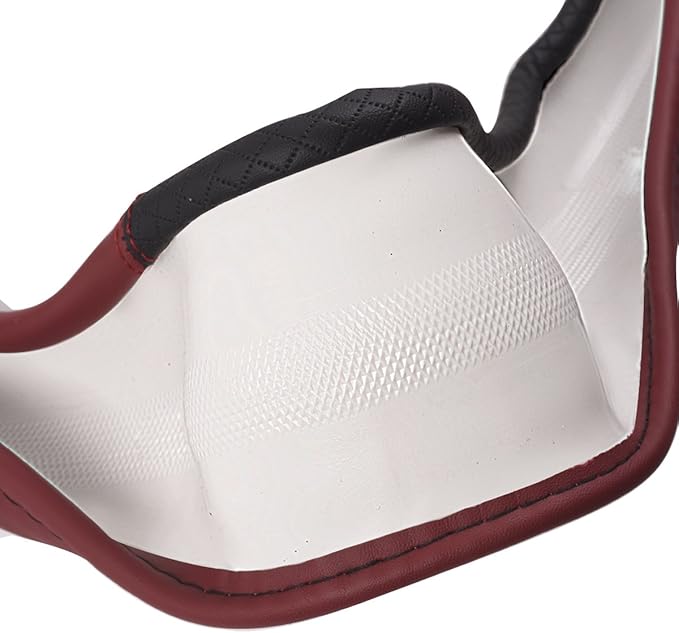 CAR PASS Rhombus Leather Universal Steering Wheel Cover, Fit for Suvs,Trucks,Cars,Sedans,Vans (Black&Burgundy)