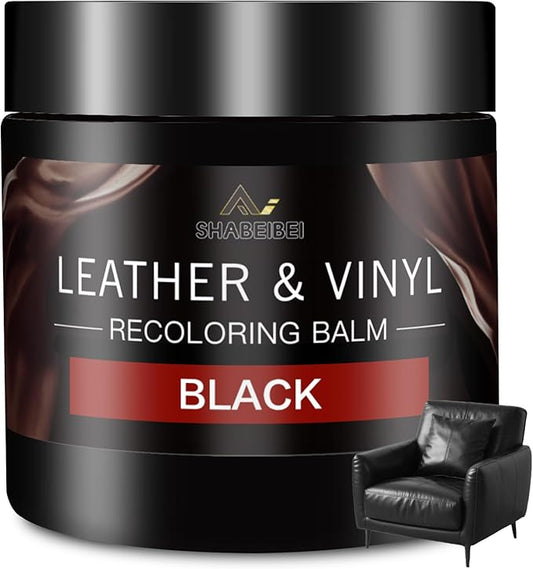 Leather Recoloring Balm and Leather Repair Kit for Furniture, Black Leather Restorer for Couches, Furniture, Car Seats, Leather Paint & Stain for Sofa, Chairs, Bags, and More