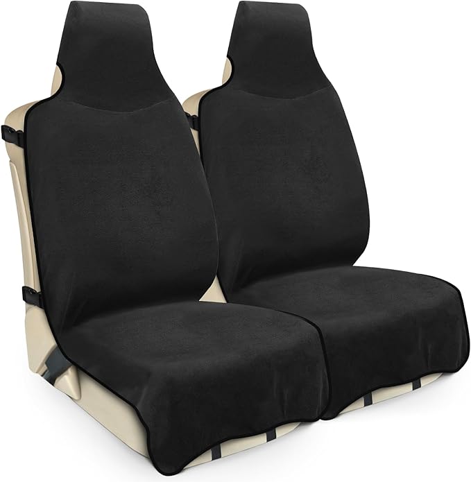 Waterproof Seat Cover Towel, 2PCS Premium Sweat Carseat Protector, Perfect for Universal Anti-Slip Car Truck SUV Seat, Great for Surfing Yoga Gym Workout, Black