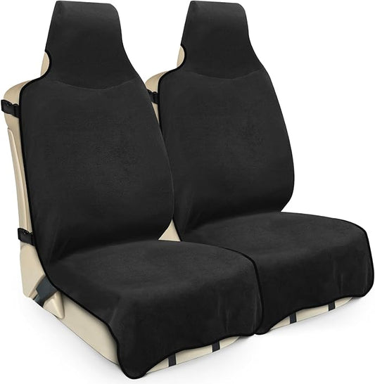 Waterproof Seat Cover Towel, 2PCS Premium Sweat Carseat Protector, Perfect for Universal Anti-Slip Car Truck SUV Seat, Great for Surfing Yoga Gym Workout, Black