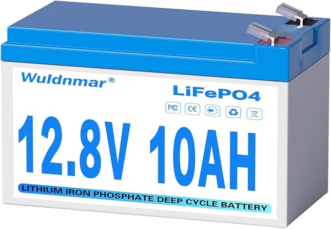 12V 10Ah LiFePO4 Battery, Lithium Battery with BMS, 3000+ Cycles, 128WH Deep Cycle Battery for Marine Battery, Car, RV, Golf Cart, Solar, Trolling Motor, Replace AGM/SLA