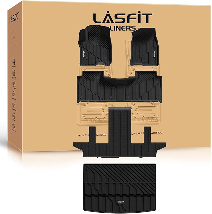 LASFIT Floor Mats & Cargo Liner 2021-2026 & Only 7 Seats (Not for 8/9 Seats) for Chevy Suburban/GMC Yukon XL(Only Yukon XL, Not Fit Yukon)/Cadillac Escalade ESV(Only Escalade ESV, Not Fit Escalade)