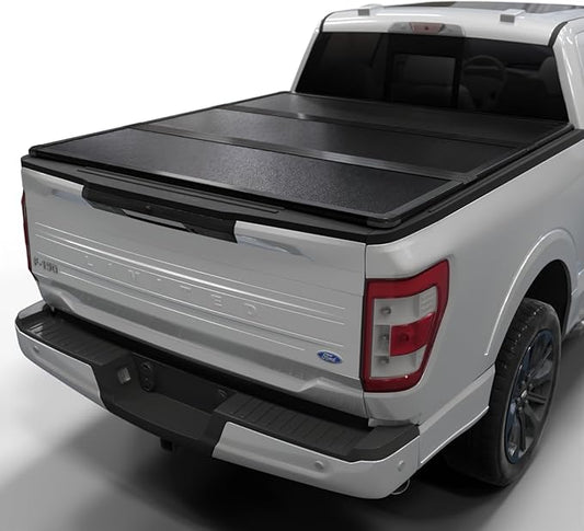 Hard Folding Truck Bed Tonneau Cover | HTF016 | Fits 2015-2026 Ford F150 | F150 Lightning 5'5"Bed (66")