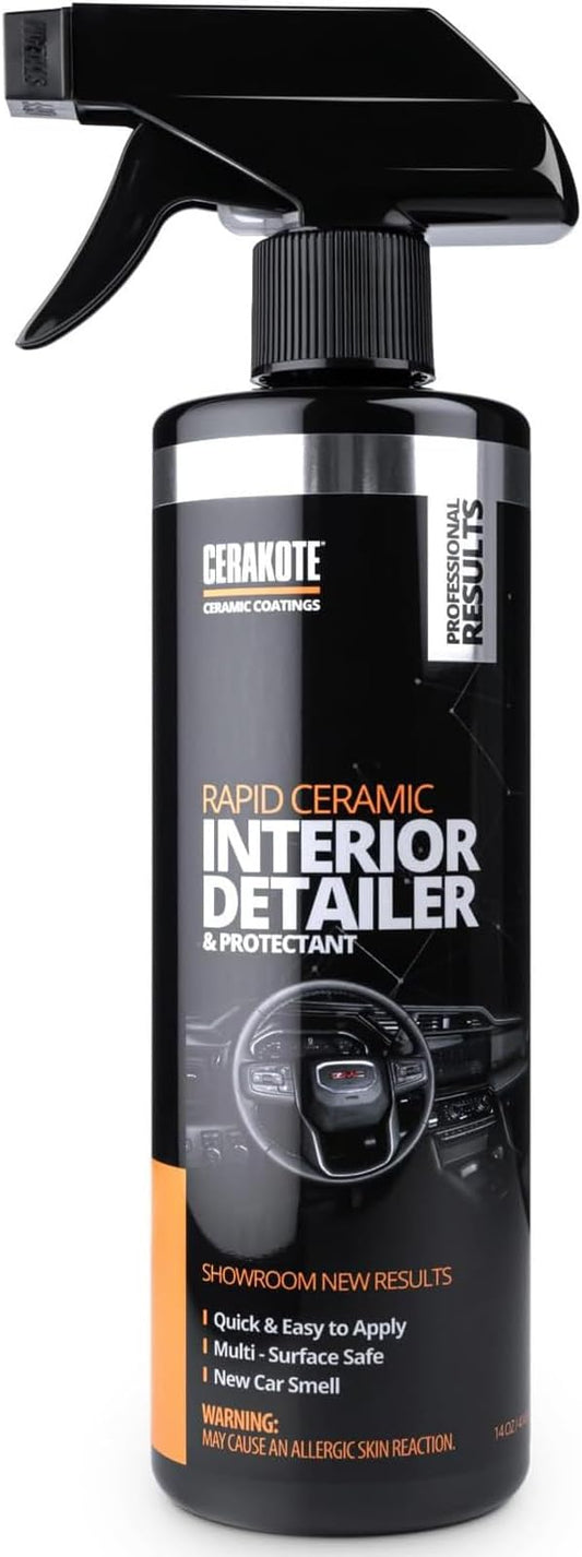 CERAKOTE Rapid Ceramic Interior Detailer and Protectant (14 fl oz.) – Quick and Easy – Multi-Surface Safe – Interior Car Cleaner Spray – Dry to the Touch – Clean and Protect Your Car, Truck, or SUV