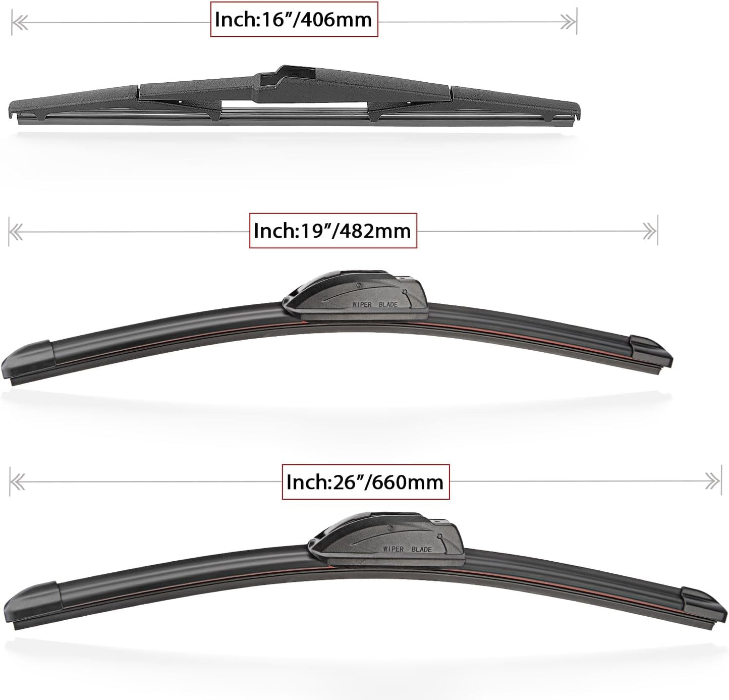 Windshield Wiper Blades Replacement for Toyota Prius 2010 2011 2012 2013 2014 2015 Original Factory Quality Front Rear Wipers Blade Set for My Car - 26" 19" 16" (Pack of 3)