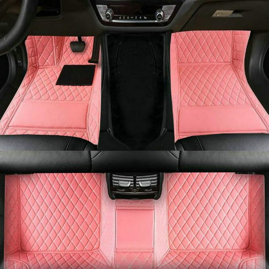 Customized Personalized car Floor mats, All-Weather Luxury car Floor mats, Waterproof and Anti Slip Leather car Floor mat Lining, 95% Customized car, Truck, and SUV Floor mats (Pink)