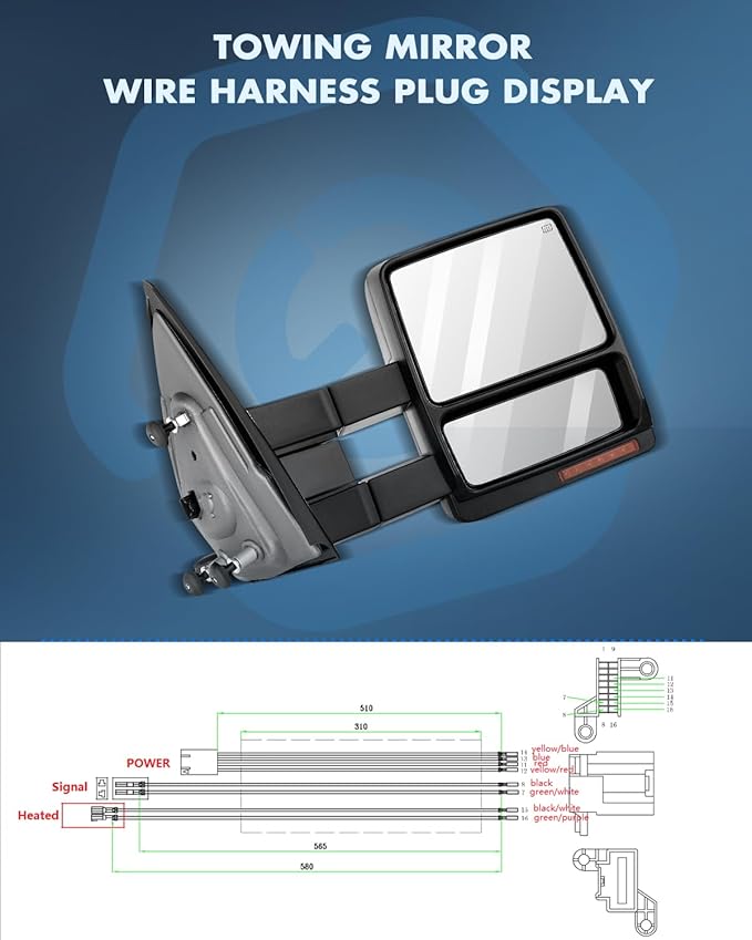 ECCPP Side Mirrors Replacement Fit 2004 2005 2006 for Ford Truck Driver Passenger Side Mirror Power Heated Turn Signal Light Towing Mirrors Pair
