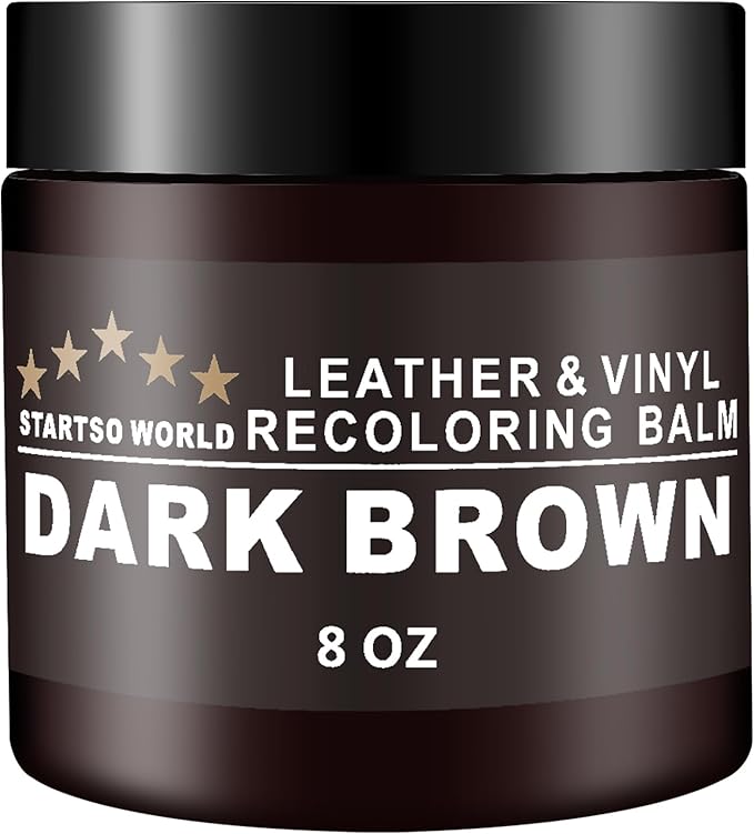 STARTSO WORLD Leather Recoloring Balm, Dark Brown Leather Repair Kit for Furniture, Leather Dye, Leather Color Restorer for Couches, Leather Couch Paint | Repair, Restore Faded & Scratched Leather