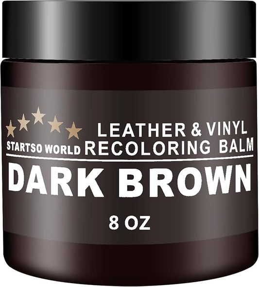 STARTSO WORLD Leather Recoloring Balm, Dark Brown Leather Repair Kit for Furniture, Leather Dye, Leather Color Restorer for Couches, Leather Couch Paint | Repair, Restore Faded & Scratched Leather