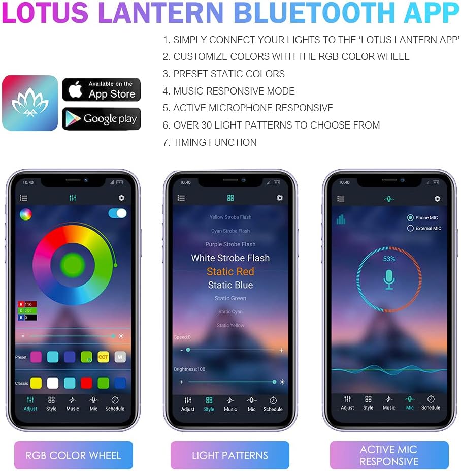 Xprite 8Pcs Car RGB LED Strip Lights, Exterior Underglow & Interior Bluetooth Lights Kit, APP Control & Wireless Remote, Music Sync, Underbody Inside Neon Ambient Lighting Strips for Cars SUV Truck