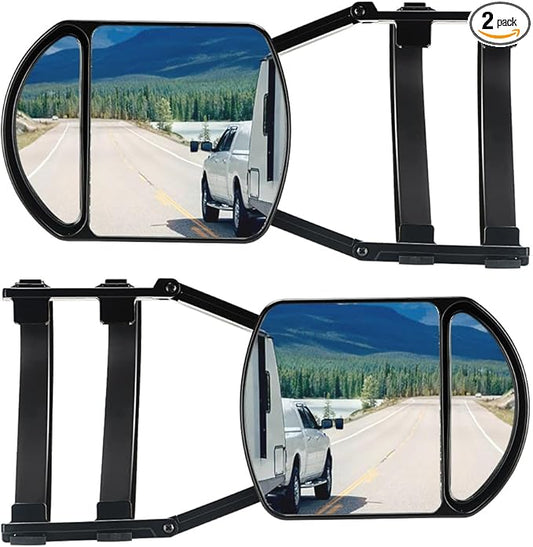 Towing Mirrors, Mirror Extensions For Towing, 360 Degree Rotation Clip-on Dual View Tow Mirrors for Vehicle Car Truck Trailer, 2pcs