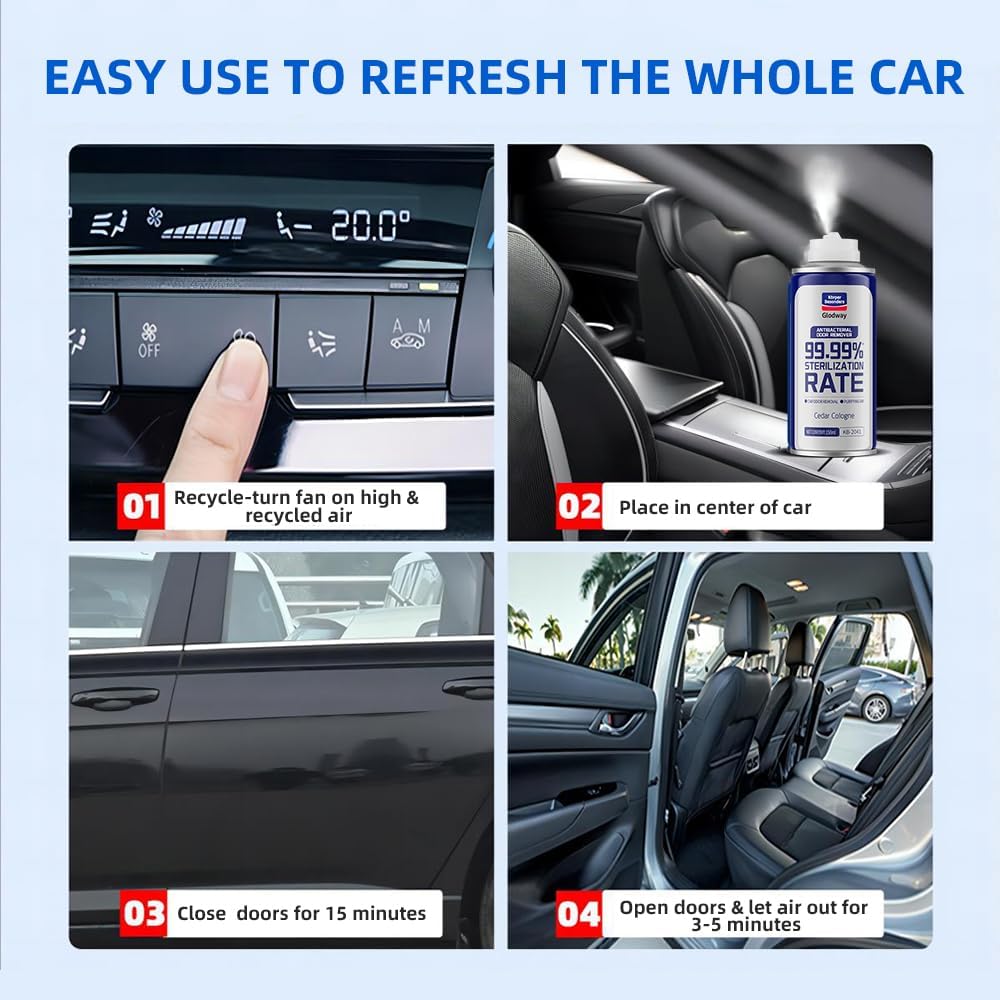 Glodway Whole Car Air Refresher,Odor Eliminator Remover Spray For Car,Scents Freshener With Odour Eliminator Technology,Long-Lasting Scent,6 Ounce(Pack of 3)