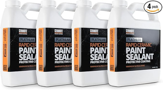 CERAKOTE® Platinum Rapid Ceramic Paint Sealant - 128 oz - Maximum Gloss & Shine – Extremely Hydrophobic – Unmatched Slickness - Ceramic Spray Coating - 50 Wash Rating
