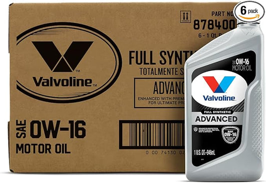 Valvoline Advanced Full Synthetic SAE 0W-16 Motor Oil 1 QT, Case of 6