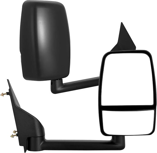 AUTOSAVER88 Towing Mirrors Compatible with 2003-2019 Chevy Express GMC Savana 1500 2500 3500, Manual Folding Manual Control Glass Door Mirror Side Mirror Tow Mirror Black Housing