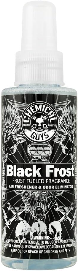 Chemical Guys AIR_224_04 Black Frost Air Freshener and Odor Eliminator, (Great for Cars, Trucks, SUVs, RVs, Home, Office, Dorm Room & More) 4 fl oz