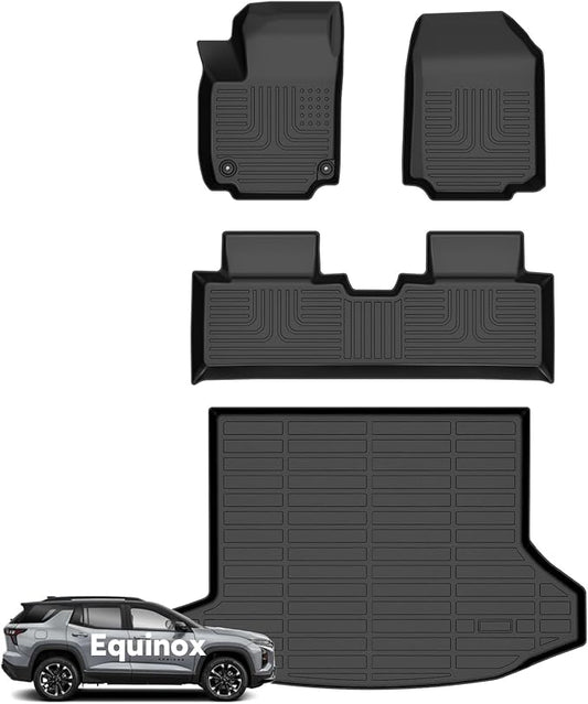 Wayhigh-All Weather Floor Mats & Cargo Liner Set for 2025 2026 Equinox（Not EV）& GMC Terrain 2025 2026, Custom Fit TPE Heavy Duty Car Mats for Equinox Accessories