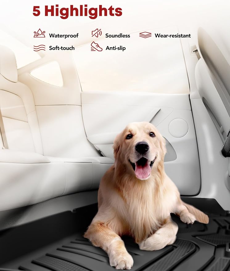 YHTAUTO Floor Mats Fit 2007-2014 Toyota FJ Cruiser(Without Hook Retention), TPE All Weather Car Mats Waterproof Anti-Slip Odorless Floor Liner, Interior Car Accessories Front & 2nd Row Liner