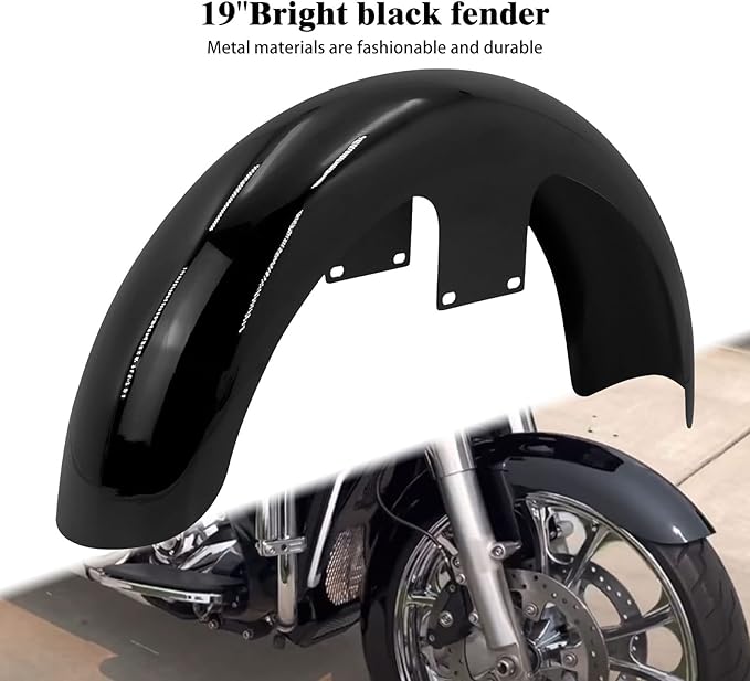 HDBUBALUS Motorcycle Front Fender 19" Wheel Wrap Mudguard Fit For 120 / R19 Wheel Harley Touring Electra Road Street Glide Baggers Road King Baggers Gloss Black