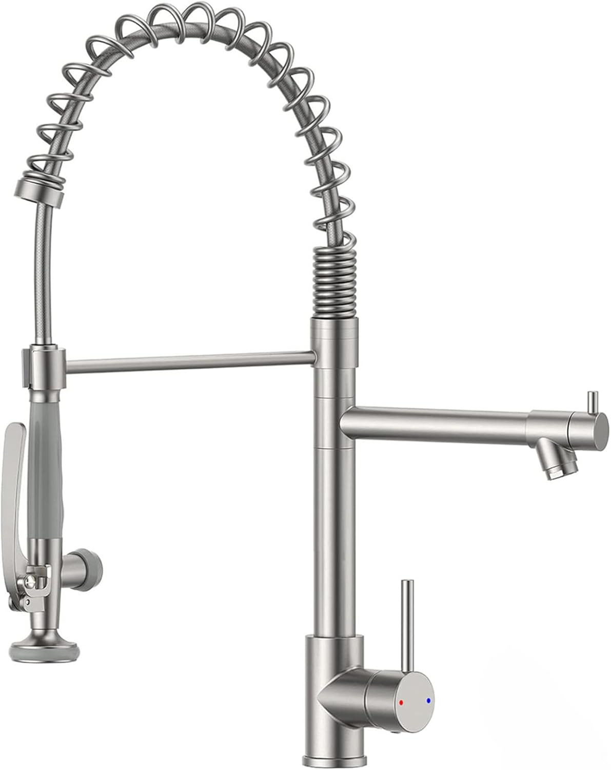 Fapully Commercial Pull Down Kitchen Sink Faucet with Sprayer Brushed Nickel
