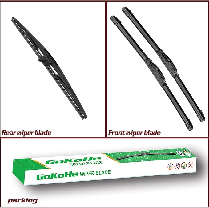 Front and Rear Windshield Wiper Blades (pack of 3pcs) for Honda Pilot 2009-2015 22" + 21" Front Windscreen Wiper and 14" Rear Wiper Blade