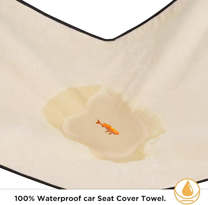 Waterproof Seat Cover Towel, Premium Sweat Carseat Protector, Perfect for Universal Anti-Slip Car Truck SUV Seat, Great for Surfing Yoga Gym Workout, Tan