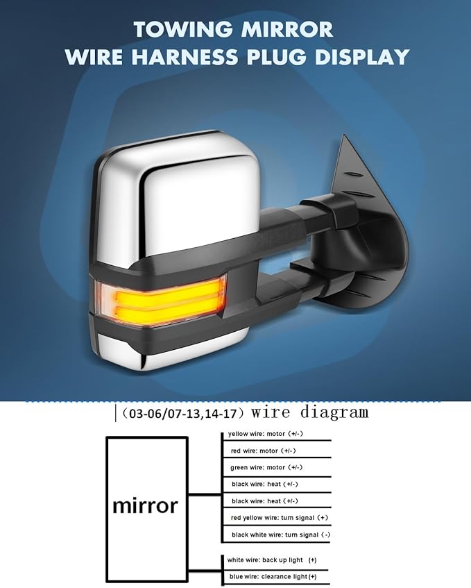 ECCPP Towing Mirrors, Pair of Chrome Exterior Automotive Mirrors fit for 2008-2013 Chevy Silverado GMC Sierra with Dynamic Running Lights Arrow Signal Reversing Lights Power Operation Heated
