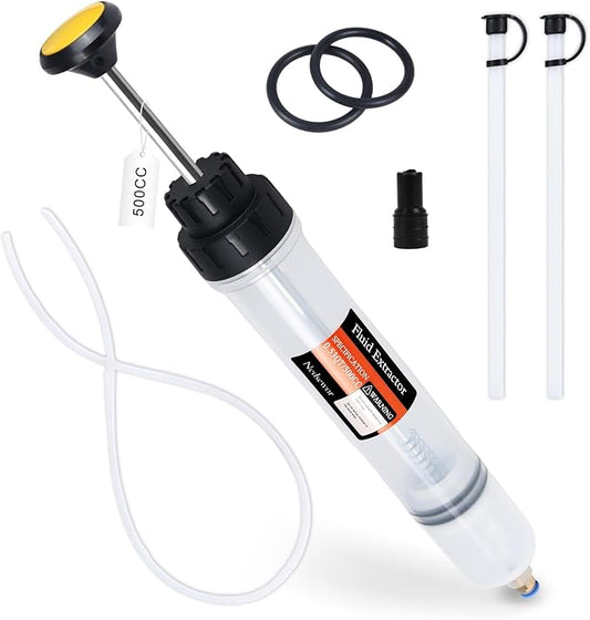 500CC Automotive Fluid Extractor with 39'' Long Hose & ExtensionTubes, Portable Oil Extractor Pump for Oil Change, Large Fluid Pump with Clear Scale & Transparent Body for DIY Maintenance