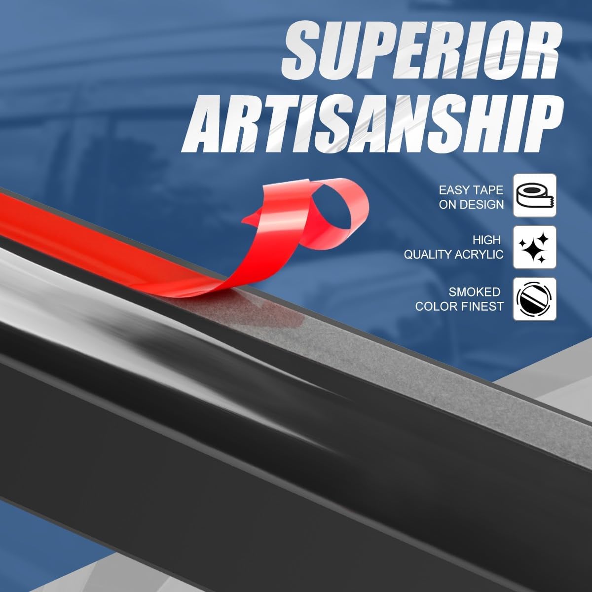 Auto Dynasty Set of 4 Carbon Fiber Pattern Window Visors Compatible with 1995-2005 Chevy Blazer GMC Jimmy Oldsmobile Bravada, Tape-On Rain Guards Shield Vent Shade Deflector Glossy Black