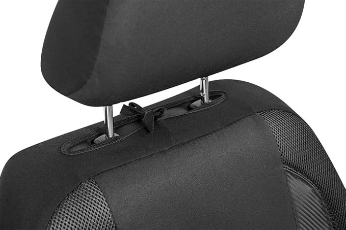 PIC AUTO Low Back Front Car Seat Covers - Sports Carbon Fiber Mesh Design, Two Front Set, Airbag Compatible, Universal Fit for Most Cars (Black)