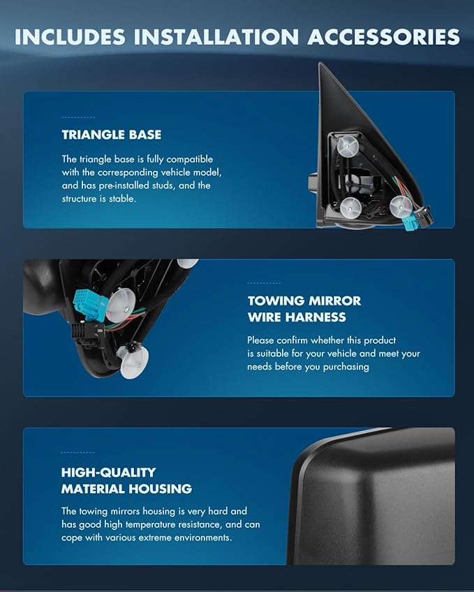 ECCPP Tow Mirrors Towing Mirrors Compatible with 2003-2006 for Chevy Silverado for GMC Sierra Pickup All Models with Left Right Side Power Heat LED Turn Signal Running Light Black Housing