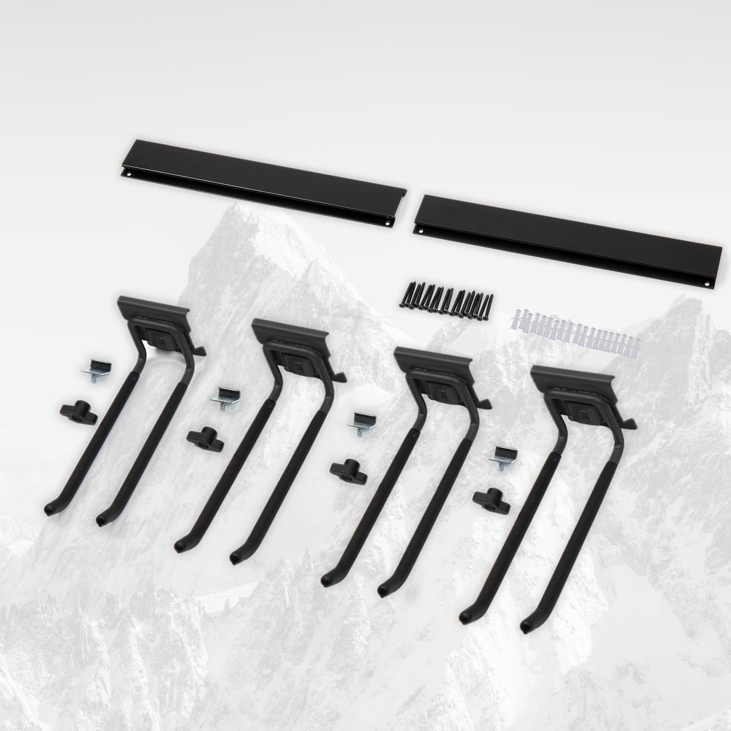 Locking Garden Tool Organizer, Garage Organization Wall Mount Storage Rack, Heavy Duty Metal Yard Tool Organizer, Adjustable Hanging Hooks, Hold Up to 3000lbs (32Inch Black)