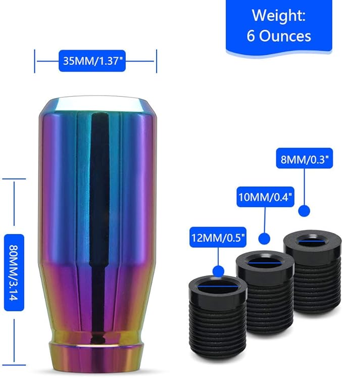 Racing JDM Type-R Style 5 Speed Manual Universal Gear Shift Knobs Adapters Included Fit Compatible with Mazda Tacoma STi Nismo 2004 Honda Accord Subaru