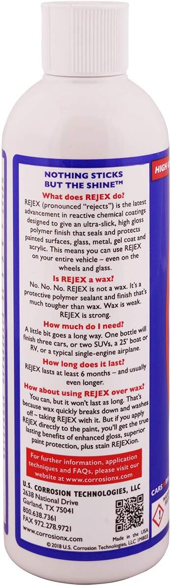 Corrosion Technologies RejeX 61002 (16 fl oz) – High Gloss Finish That Protects | Paint & Surface Sealant for all Vehicles | Lasts 3X Longer Than Any Wax | Nothing Sticks But The Shine!