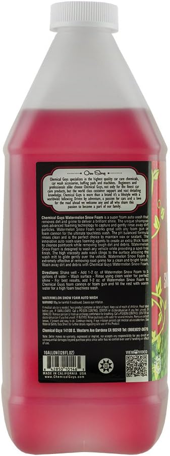 Chemical Guys Watermelon Snow Foam Car Wash Soap - High-Suds pH-Balanced Shampoo for Foam Cannons or Bucket Washes - Safe on Wax, Sealants & All Finishes - 128 oz (1 Gallon)
