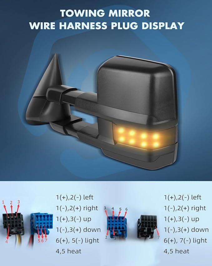 ECCPP Rear View Mirrors Towing Mirrors fit for 2003-2006 for Cadillac Escalade with Power Heated Turn Signal ADP06518801S