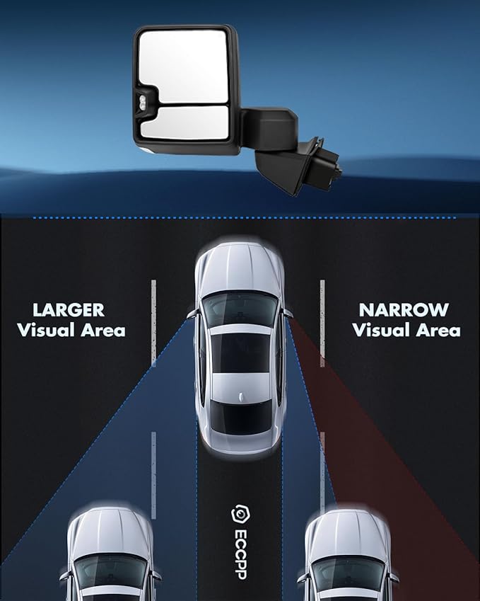 ECCPP Towing Mirrors Tow Mirrors With 2019-2022 For GMC For Serria 1500 Power Heated Turn Signal Width Puddle Running Back-Up Light Temp Sensor Chrome Pickup