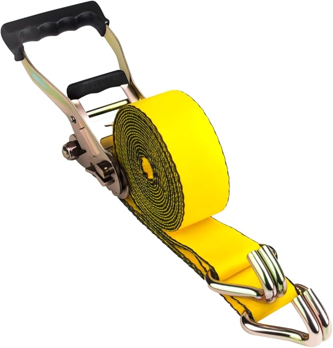 2 Inch Heavy Duty Ratchet Straps, 15ft Tie Down Straps Ratchet with Double J Hook, 10000lbs Breaking Strength, Cargo Ratchet Straps for Moving Motorcycle, Trailer & Trucks (4 Pack)