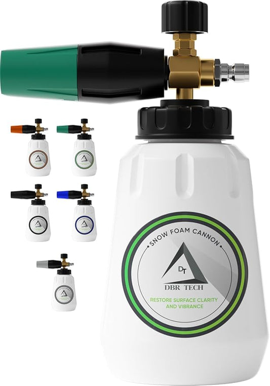 Foam Cannon for Pressure Washer, 1.1mm Orifice, 1000-4000 PSI, 1/4 Inch Quick Connector, Wide Neck and Adjustable Spray, Heavy Duty Car Snow Foam Blaster for Superior Foaming & Deep Clean, Green
